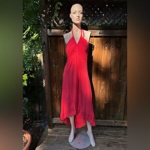 Coral Pink Goddess Halter Dress